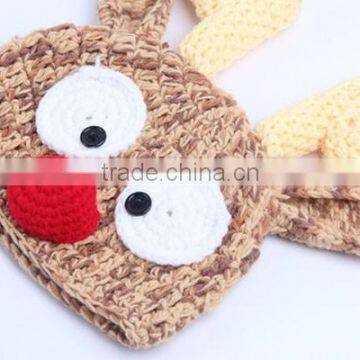 Handmade Cotton Winter Deer Animal Baby Hat And Cap Crochet Hat photo-3
