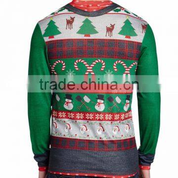 Men Green Sweater Red Striped Pattern Custom Christmas Sweater photo-2