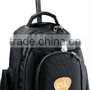 Neotec Rolling 15" Computer Backpack - has contoured wheeled handle, easy-roll inline skate wheels and comes with your logo.