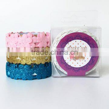 Good golden powder tape ,multicolor tape customize ,flower model adhesive tape for DIY ,decoration glitter tape