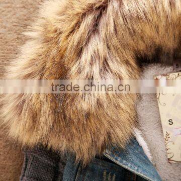 Ladies Winter Warm Hooded Denim Jacket Fleece Top photo-5