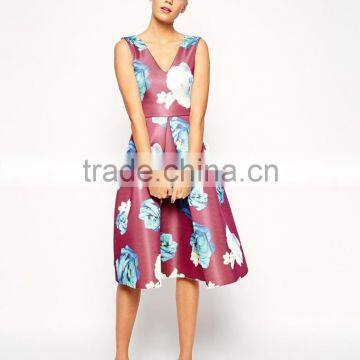 Premium Midi Dress in Bonded with Large Floral