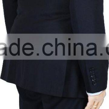 NAAMS MEN'S WOOL 2 BUTTON 2 VENT SLIM FIT SUIT JACKET FLAT FRONT PANT NAVY HERRINGBONE photo-2