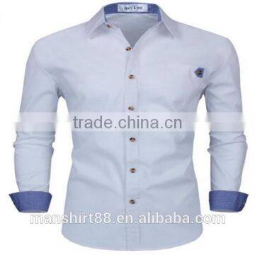 2016 New Wholesale Stylish Slim Fit Long Sleeve Contrast Custom Mens Casual Dress Shirts photo-4