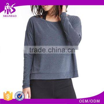 Guangzhou Shandao Wholesale Women Loose Fit Long Sleeve V back Shape yoga fitness wear