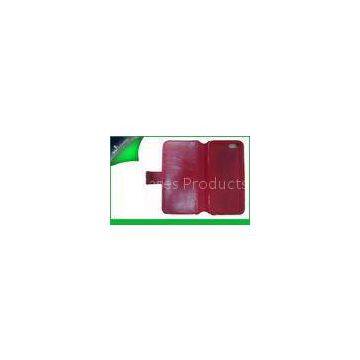 Red Flip Apple Iphone Leather Cases Wallet Style For Iphone 6 With TPU Cover