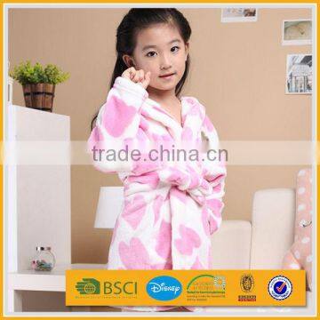 heart-shaped flannel fleece children or kids robes sleepwear