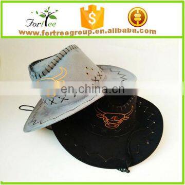 High Quality Wide Brim Leather Cowboy Hats Blanks for Men photo-3
