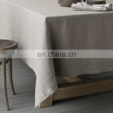 2016 popular high quality stone washed pure linen hemstitched table cloth in dyeing/solid colors for wholesale