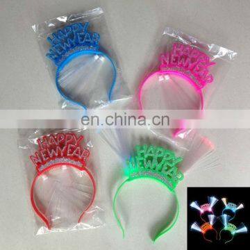 LHW-089 New year gifts supplies Happy new year fiber optic hairband with led light