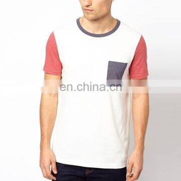contrast color o neck custom pocket tshirt pattern
