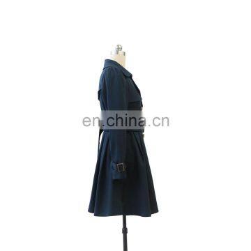 2016 Top Sale Lady Autumn Double Breasted Dust Coat With Belt photo-4