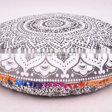 Indian 2017 Handmade Cotton Round Pillow Cover Mandala Cushion Cover Pillow Case Round Meditation Ottoman Pouf 32"