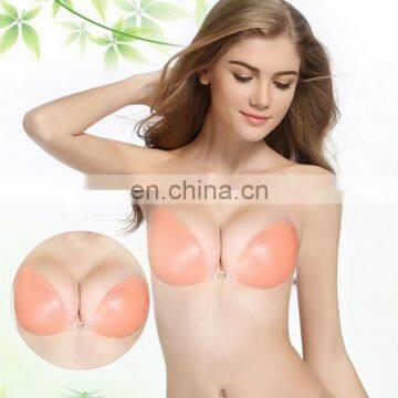 Strapless Deep V Wing Breast Pad Push-up Invisible Silicone Bra