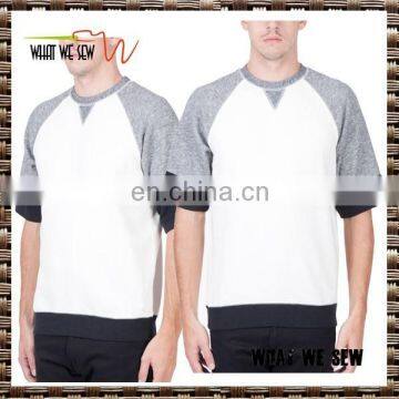 raglan sleeve thin french terry fashion t-shirts Autumn rib bottom half sleeve custom t shirts