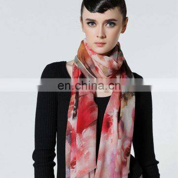 Women Long Winter Wool flower Print fashion accessory