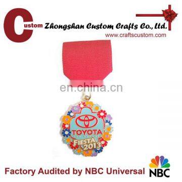 High Quality Custom Soft Enamel Metal Medal With Red Ribbon