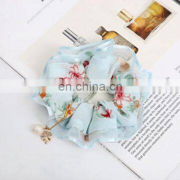 Ladies Winter Ruched Hair Rope Plain Color Imitation Pearl Pendant Charms Ponytail Holder Geometric Large Intestine Scrunchies photo-4