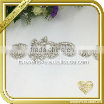 Elegant crystal bridal sash rhinestone applique for wedding dress FRA-085