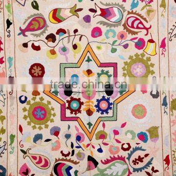 Indian Home Decorative Throws Rugs Ethnic Suzani Bedspread Antique Uzbek Suzani Embriodery Quilt photo-2