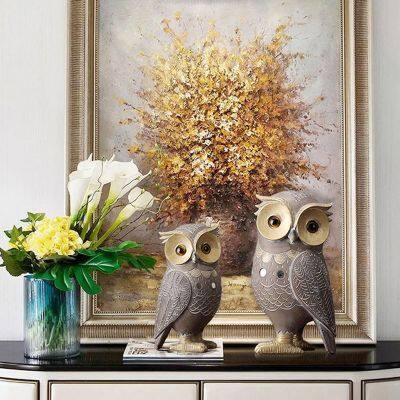 American Style Classic Resin Craft Owl Table Decoration Father And Son Animal Figures Ornaments For Home Decor photo-5