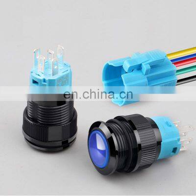 16mm ON OFF momentary latching plastic push button switch with LED 24V 220V 12v 110v