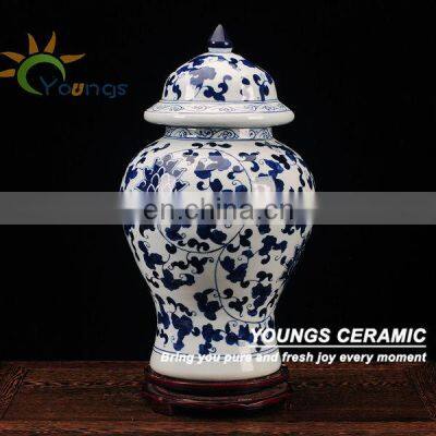 Chinese Decorative Blue&White Porcelain Temple Jars