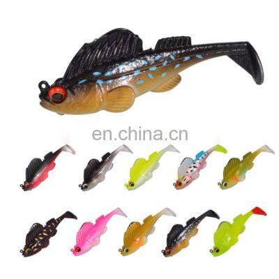 7.5cm/13g Silicone Bait Soft Lead head  jump   Fish Fishing Lures Artificial Plastic Swim Bait Jig Heads