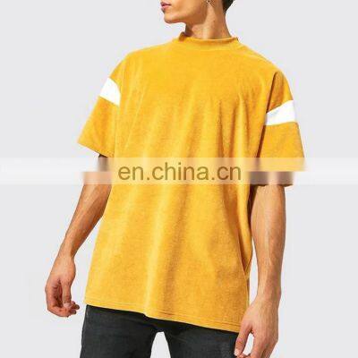 wholesale tshirts with logo custom logo printed/embroider 270g Cotton/Polyester fabric custom style spring velvet tshirt for men