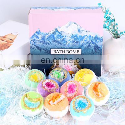 2021 Luxury Wholesale Manufacturers, Bath Sea Salt Colorful Organic Shimmer Crystal Geode Bath Bomb/