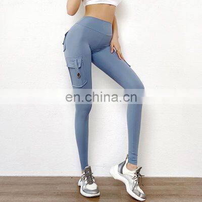 Оптовая продажа сексуальных персиковых фитнес-штанинок для женщин с высоким талием, подтягивающими ягодицами и эластичным стесняющим фасоном, которые также подходят для йоги. photo-3