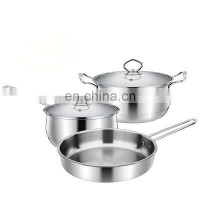 Trending Big Camping Pot Cooking Kitchen Ware Stainless Steel Cookware Set