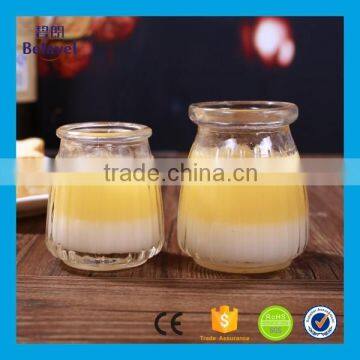 120ml 4oz Embossed Strip Glass Pudding Milk Bottle With Plastic Cap photo-5