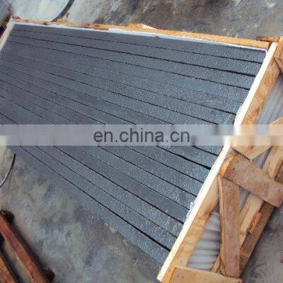 High Quality Flame Edge Black Sandstone Floor Tiles Stone Slabs for Sale photo-4