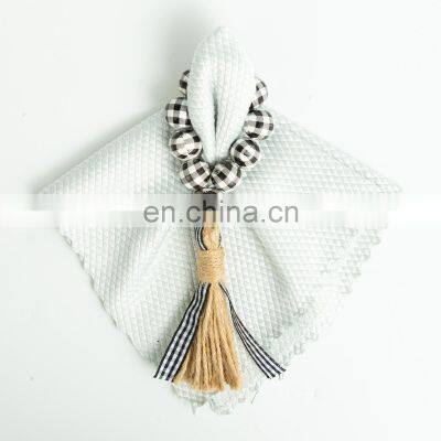 Wholesale Home Accessories Table Decoration Wood Beads Napkin Rings Tassel Macrame Napkin Ring photo-2