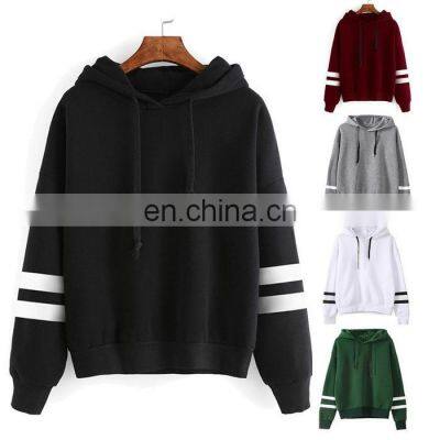 Custom design Wholesale Price Fitness Cotton Cropped Top Striped Hoodies Women's Hoodies & Sweatshirts