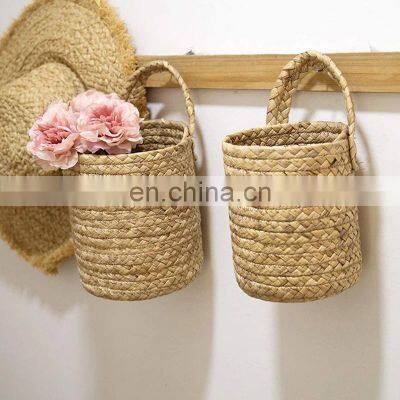 Hot Sale Wall Hanging Water Hyacinth Basket Kitchen Bathroom Storage Basket, Wall Hanging Woven Basket