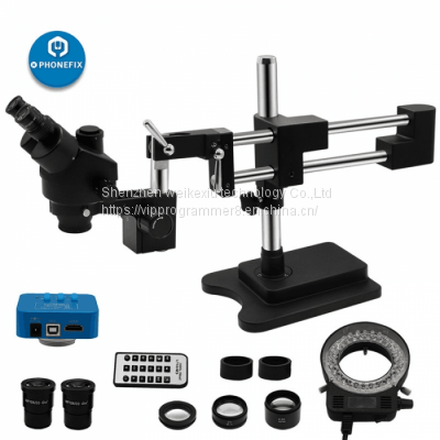 3.5X-90X Black Confocal Stereo Trinocular Microscope with Double Arm Cantilever