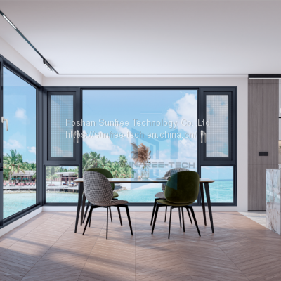 Aluminum Casement Window Thermal Broken Impact Resistant Double Glazed Tempered Glass Swing Windows photo-4