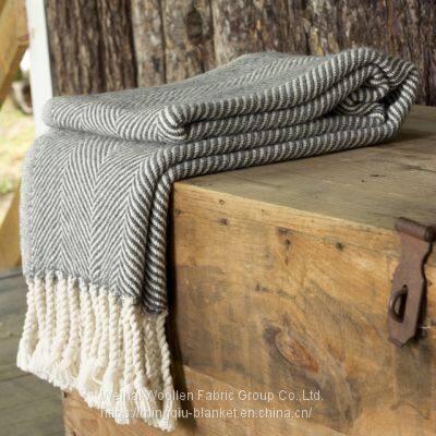 Woven cellular Herringbone Pure Cotton Throw blanket