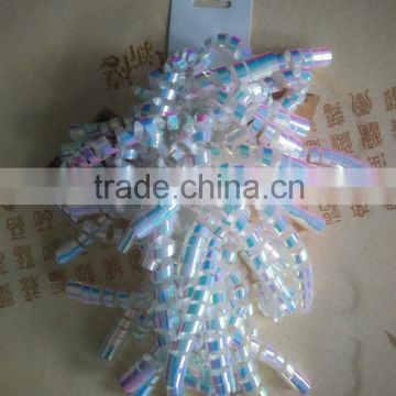 White Iridescent wrapping curly ribbon bow 3pcs/card for decoration