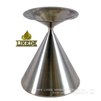 Integrated Tulip Conical Table Base Metal Brushed #304 Stainless Steel Trumpet Style Furniture Legs