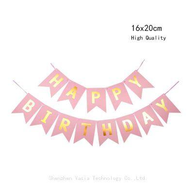Factory Wholesale Multicolor Bronzing Paper Fishtail Pull Flags for Happy Birthday Party Decor