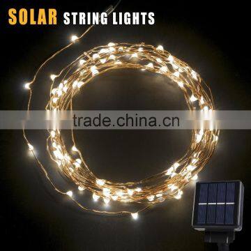 Outdoor Solar Powered LED String Lights Waterproof Copper Wire Lights for Garden Party 800mA Capacity