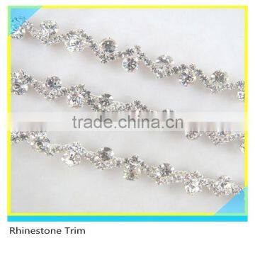 Fashion 888 Crystal Rhinestone Decorative Bead Trimming Claw Chain Silver Plated