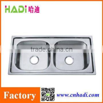 Matt double bowl stainless steel kitchen sink with coupling HD9446B