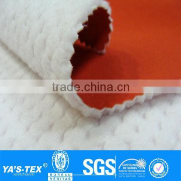 3 layers orange small dot polar fleece boned stretch waterproof polyester spandex fabric for outdoor jacket