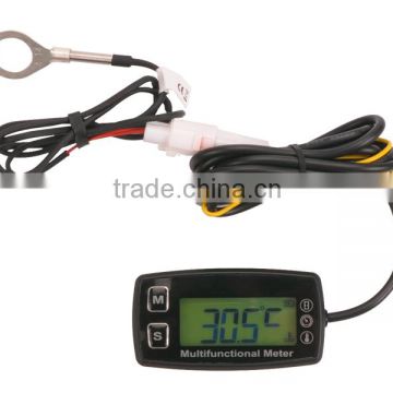 Digital LCD tach hour meter thermometer temp meter for gas engine motorcycle marine jet boat buggy tractor pit bike paramotor