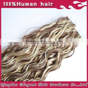 Wholesale Double Drawn Curly Mixed Colors Virgin Brazilian Hair Curly Tape Hair Extensions photo-3