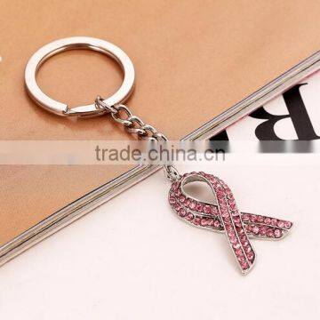 Preventing Breast Cancer Symbol Key Chain Rhinestone Bowtie Hope Key Chain photo-3